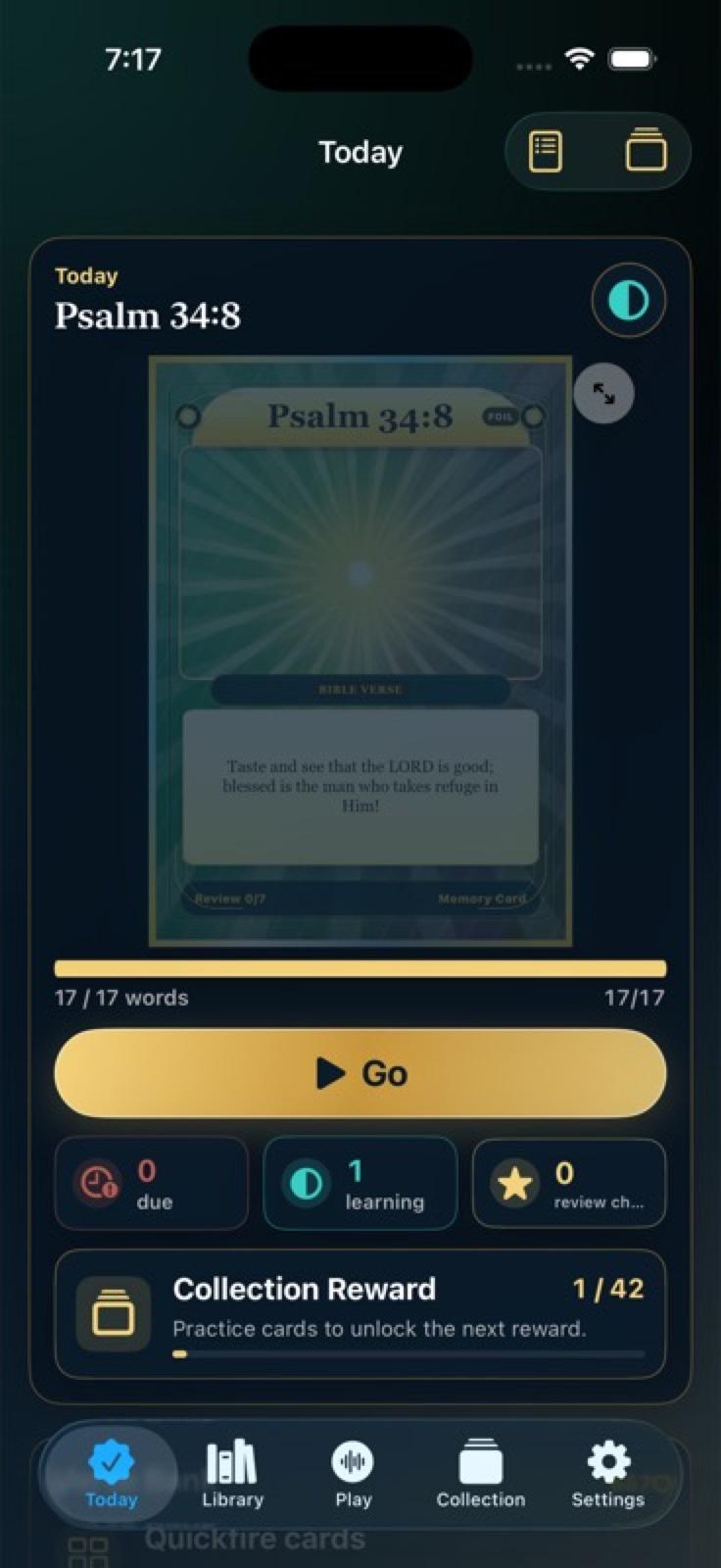 Bible Cards app screen 1
